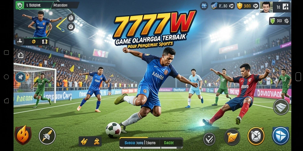 Tampilan gameplay yang mendebarkan di 7777W menampilkan aksi olahraga seru.