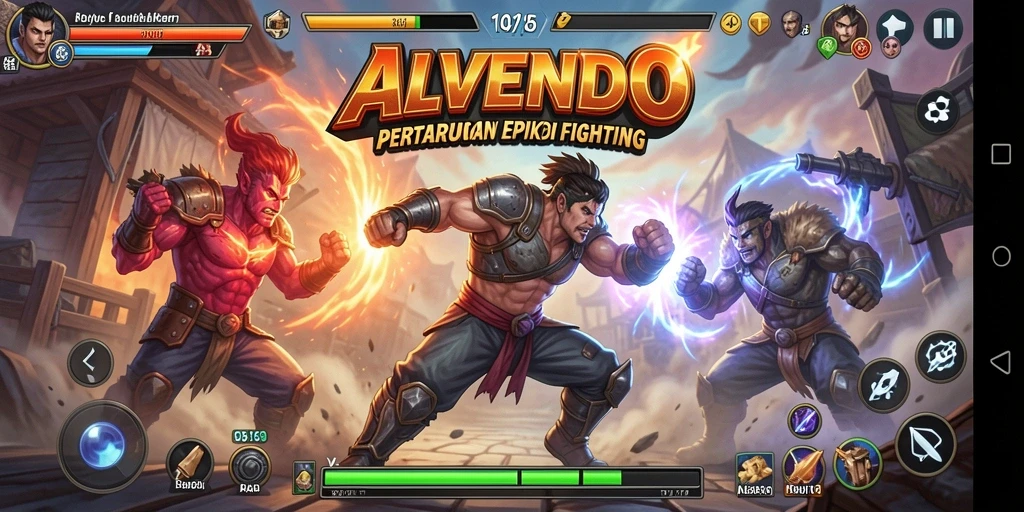 Tangkapan layar dari gameplay pertarungan di ALVENDO yang seru.