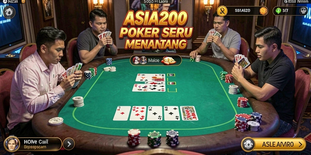 Tampilan gameplay menarik dari ASIA200 menunjukkan keseruan bermain Poker.