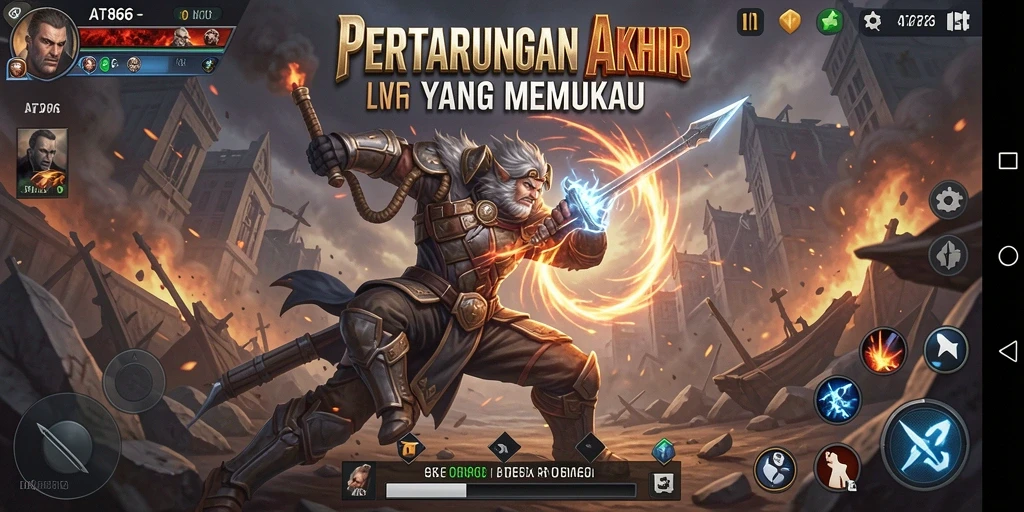 Tangkapan layar AT866 menunjukkan aksi pertarungan yang intens dan karakter yang beragam.