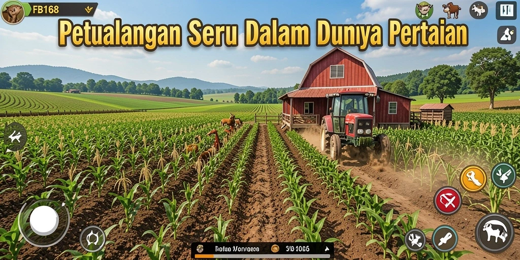 Screenshot FB168 menunjukkan aktivitas seru dalam bertani.