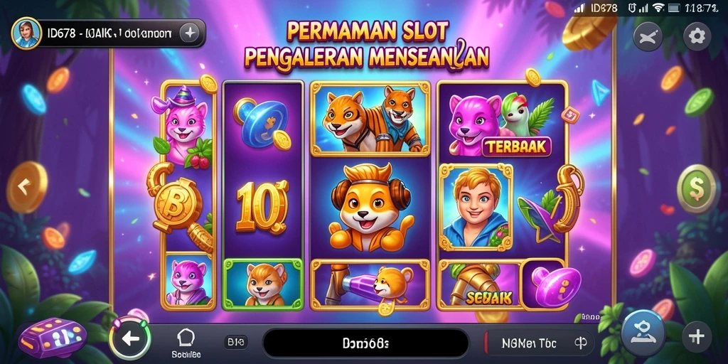 Tampilan gameplay menarik dari ID678 yang menunjukkan simbol-simbol slot.