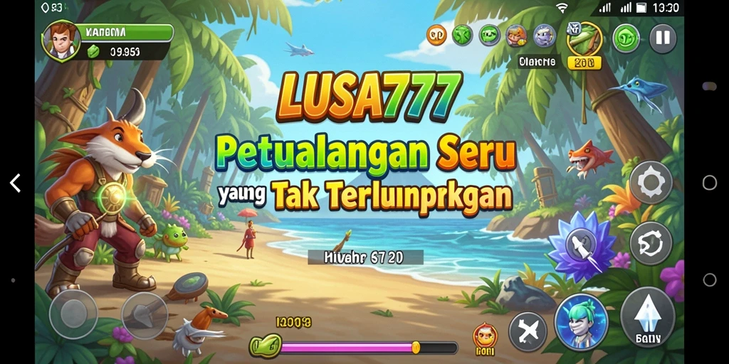 Screenshot gameplay LUSA777 yang memperlihatkan petualangan seru dan lokasi eksotis.