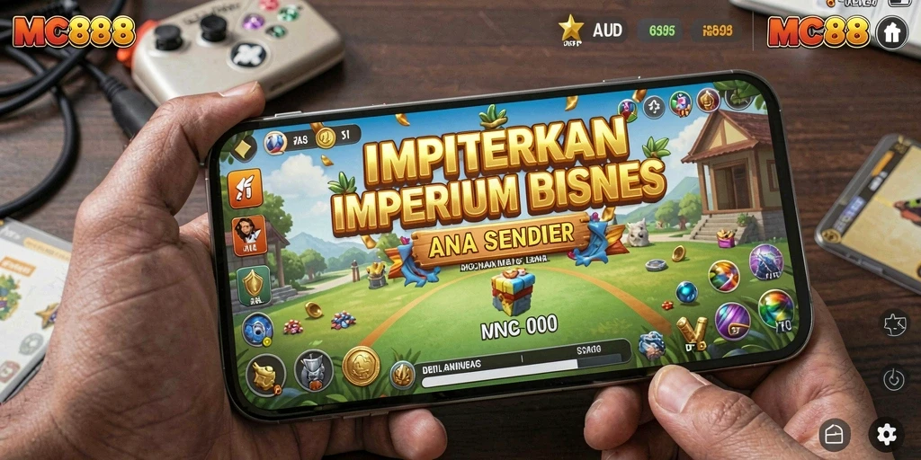 Tampilan gameplay MC888 dengan pengelolaan bisnis yang seru.
