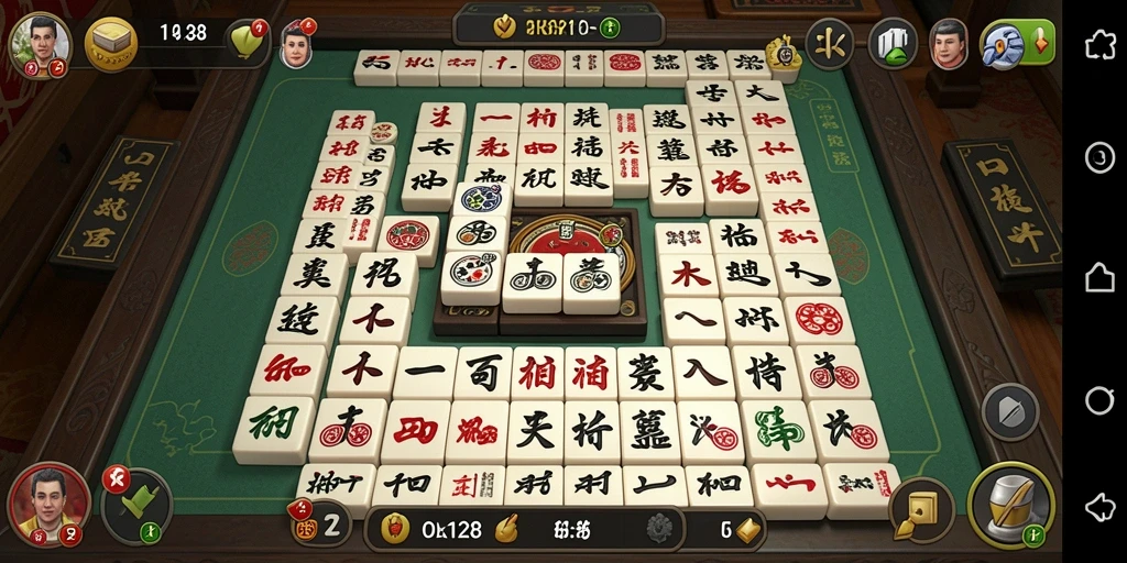 Screenshot gameplay OLX128 menampilkan sesi permainan Mahjong yang seru.