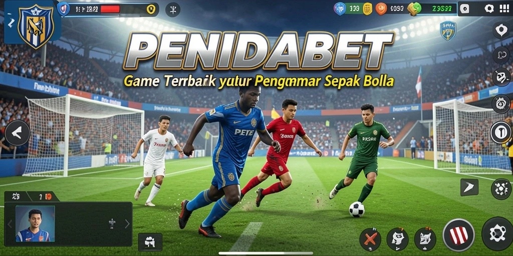 Screenshot gameplay PENIDABET menampilkan pertarungan sepak bola seru.