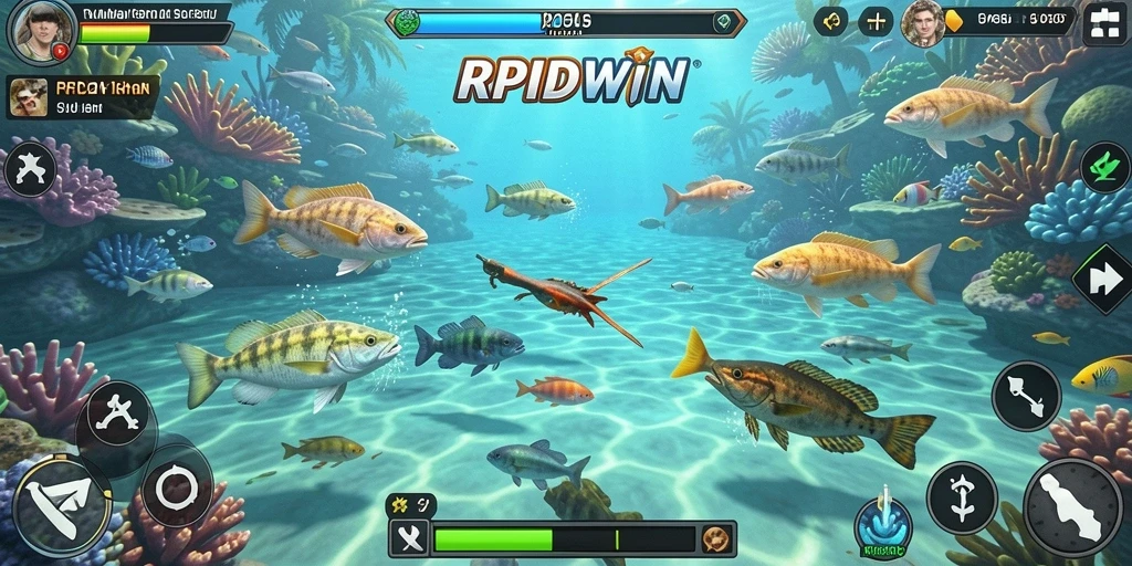 Tampilan gameplay RPIDWIN yang seru saat menangkap ikan.