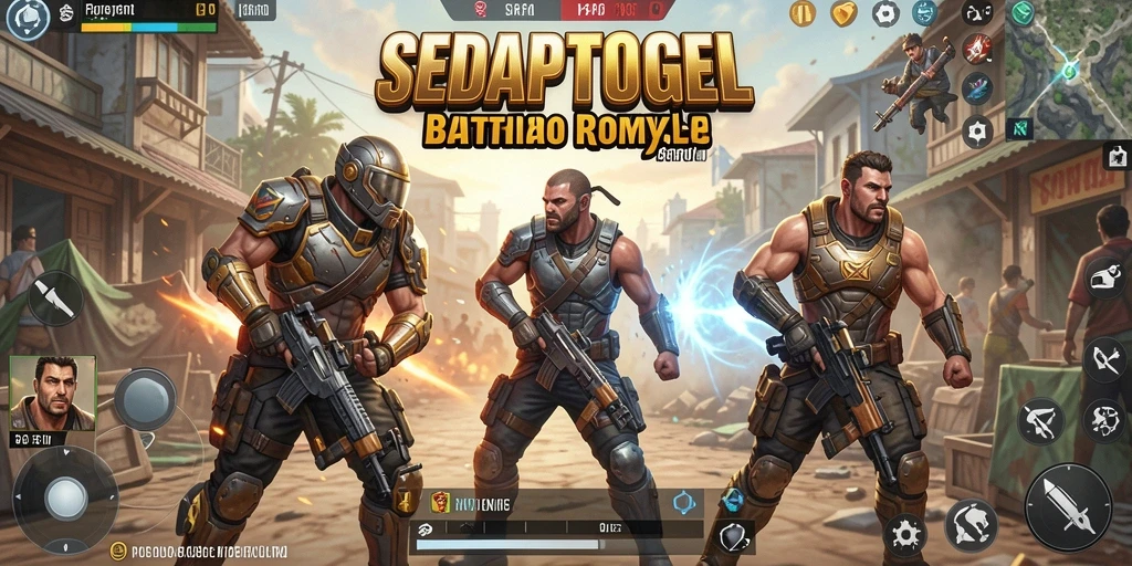 Screenshot SEDAPTOGEL menunjukkan aksi intens di medan perang Battle Royale.
