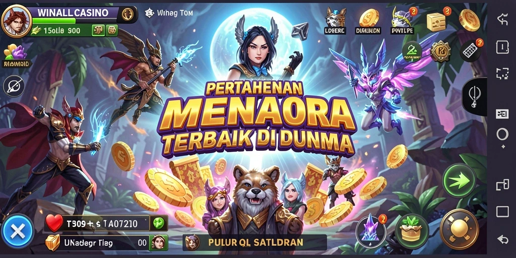 Screenshot gameplay menampilkan aksi pertahanan menara yang menegangkan.