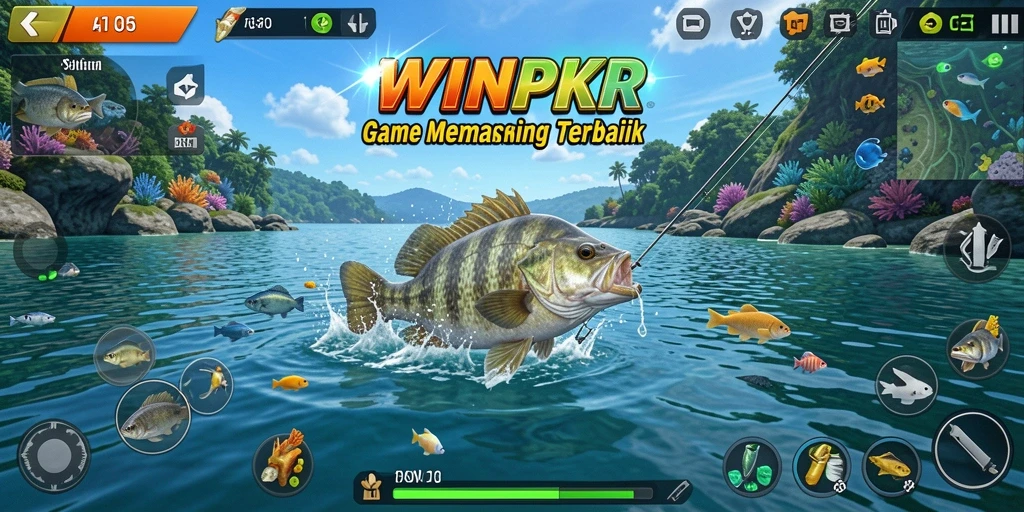 Gameplay menarik WINPKR menampilkan aksi memancing yang seru.